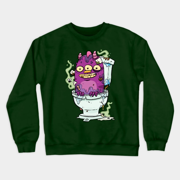 Stinky Little Toilet Monster Crewneck Sweatshirt by striffle